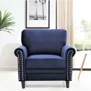 RM HOME JULIYA ONE Seater Sofa (Blue) Clour Velvet