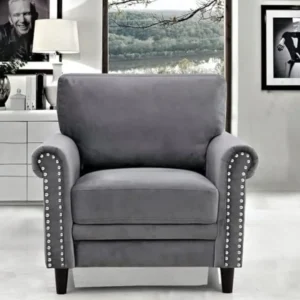 RM HOME JULIYA ONE Seater Sofa (Grey) Clour Velvet