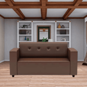 RM Home Felecia 3 Seater Sofa Leatherette Colour Brown 1 Year Warranty