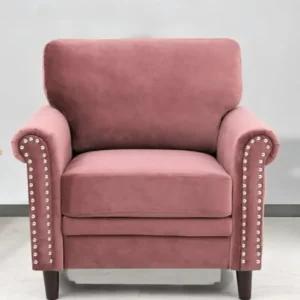 RM HOME JULIYA ONE Seater Sofa (Peach) Clour Velvet