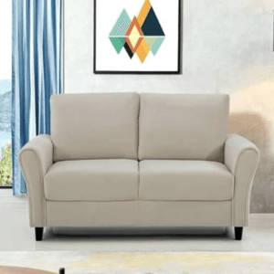 RM Home IKBILYA Two Seater Sofa Velvet Fabric (Beige)