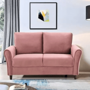 RM Home IKBILYA Two Seater Sofa Velvet Fabric (Peach)