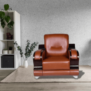 1 Seater Sofa Leatherette (Tan Brown, Small)