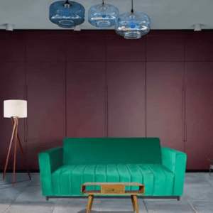 Classic Three Seater Sofa Velvet Fabric (Green)