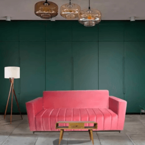 Classic Three Seater Sofa Velvet Fabric (Peach)