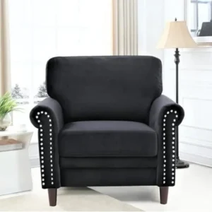 RM HOME JULIYA ONE Seater Sofa (Black) Clour Velvet