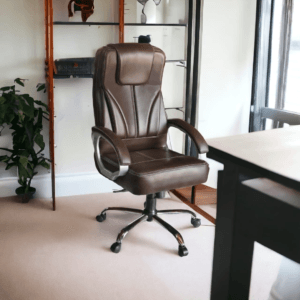 RM Home Office Chair High Back Work from Home Office Chair Leatherette Office Computer Desk Chair and Study Chair Brown 1 Year Warranty