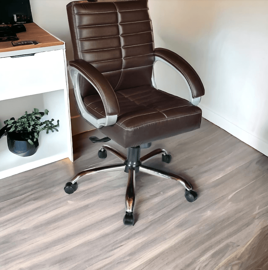 a brown office chair in a room