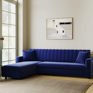 RM HOME Oliver LHS Fabric 6 Seater Sofa  (Finish Color - Blue, DIY(Do-It-Yourself))