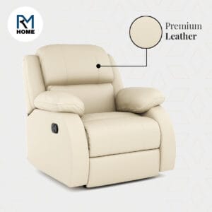 RM HOME Nowa Manual Recliner One Seater Preamium Leather (Blue)|| For Ofiice || For Home