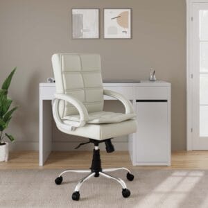 RM HOME Mary Leatherette Office Arm Chair(Beige, DIY(Do-It-Yourself)